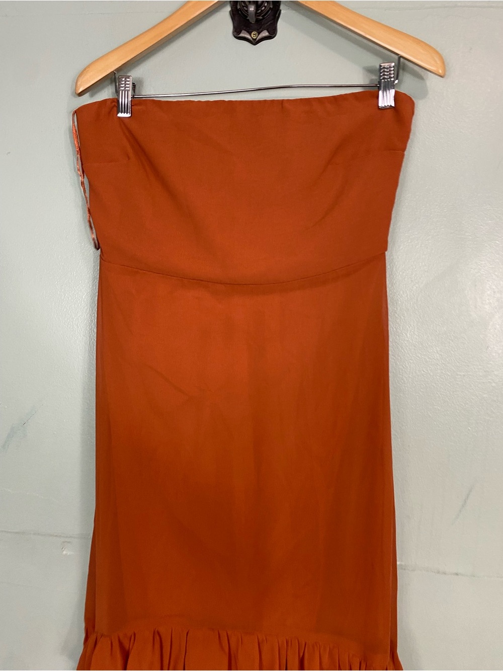 Anthropologie BHLDN Strapless Ruffle Tiered Maxi Dress Orange Size 12 - Picture 3 of 11